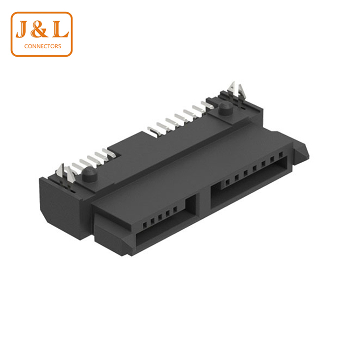 SATA 7+6P母座硬盤接口板下型H4.5高溫塑膠SMT固態(tài)硬盤連接器